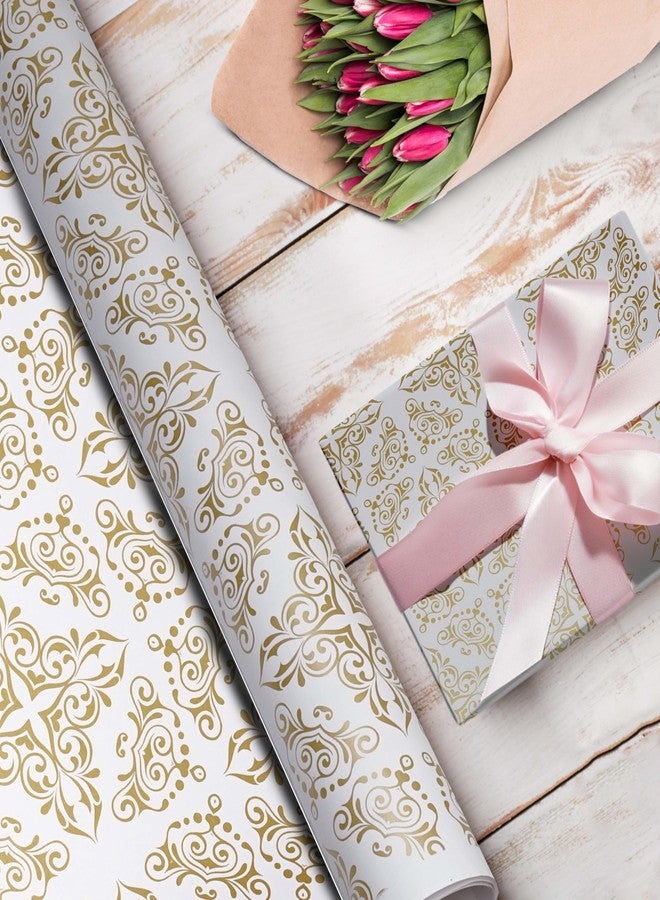 KOSY ورق تغليف هدايا KOSY، ورق كرافت صديق للبيئة وقابل لإعادة التدوير، بتصميم فاخر مطبوع بالذهبي، سهل الطي والقص، مقاس كبير 70 × 50 سم، عبوة من 5 أوراق - Image 5